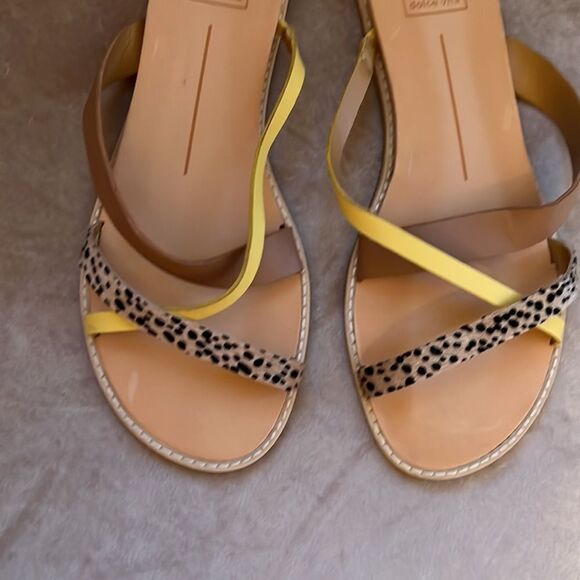 Dolce Vita Sz 9 Nevitt Yellow Animal Print Sandal EUC - Picture 2 of 11